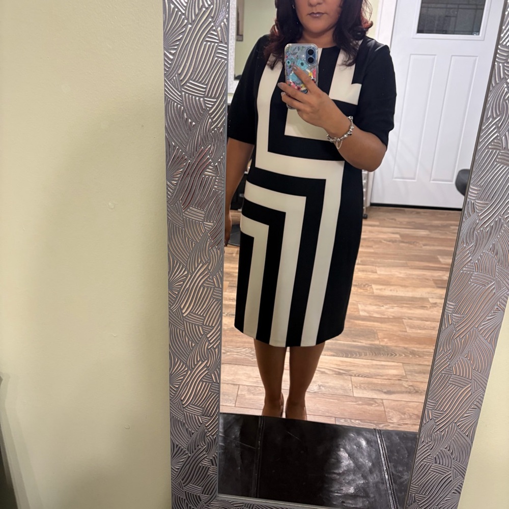 Chico's Monochrome Graphic Midi Dress